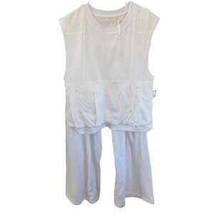 Free People Movement Street Style Two Piece Set White M New Cotton Blend Pockets